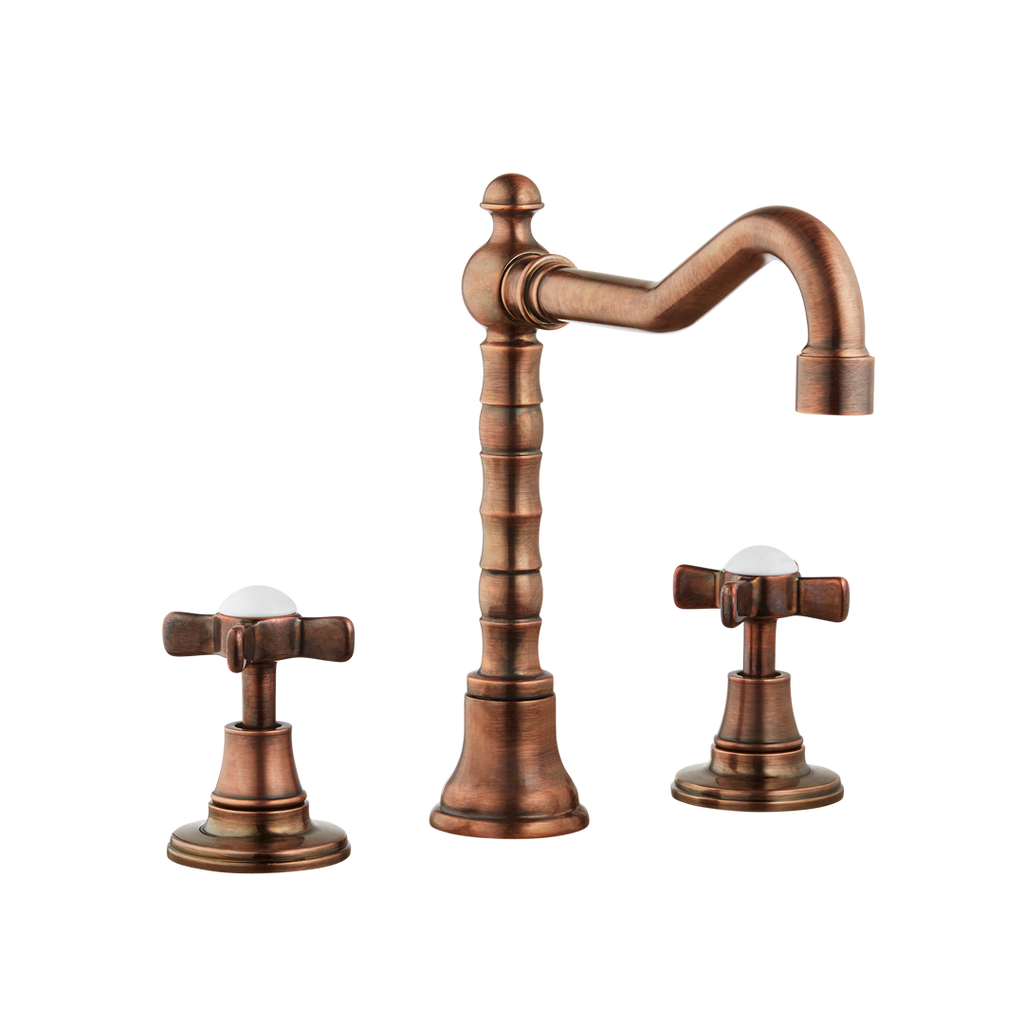 Three Hole Lever Taps English Spout - Cross Handle