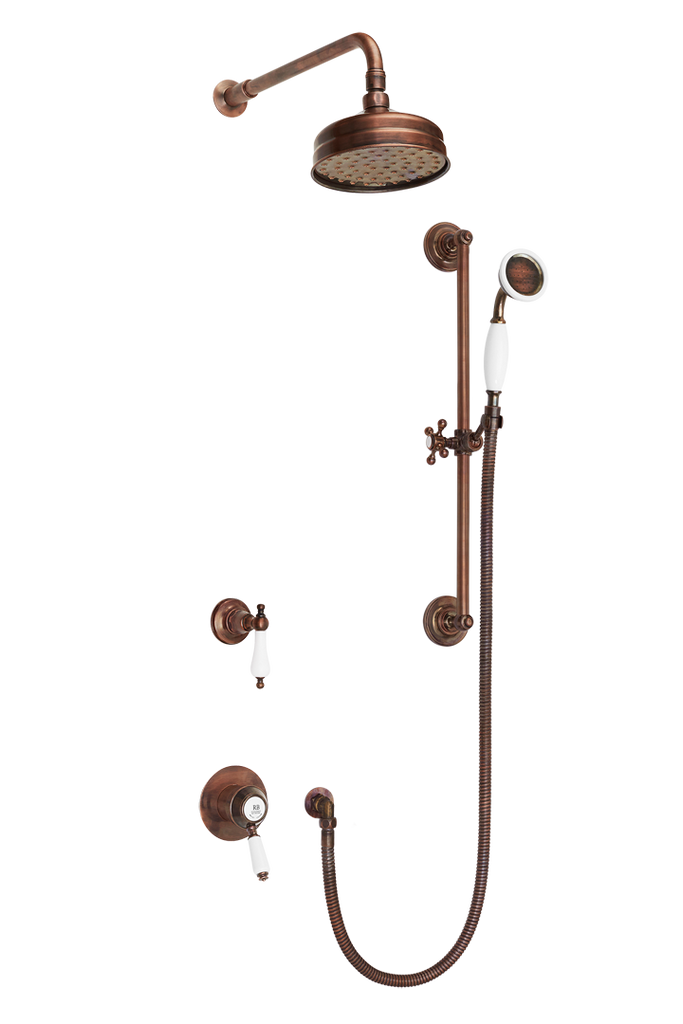 Ceramique Concealed Shower System Arm Rose Diverter & Flexible Kit