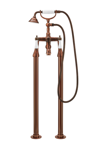 Bath Shower Mixer On Pipe Stands - Porcelain