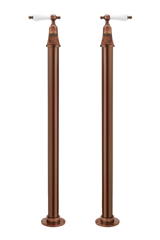 Bath Pillar Taps On Pipe Stands - Porcelain