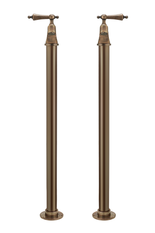 Bath Pillar Taps On Pipe Stands - Metal Lever