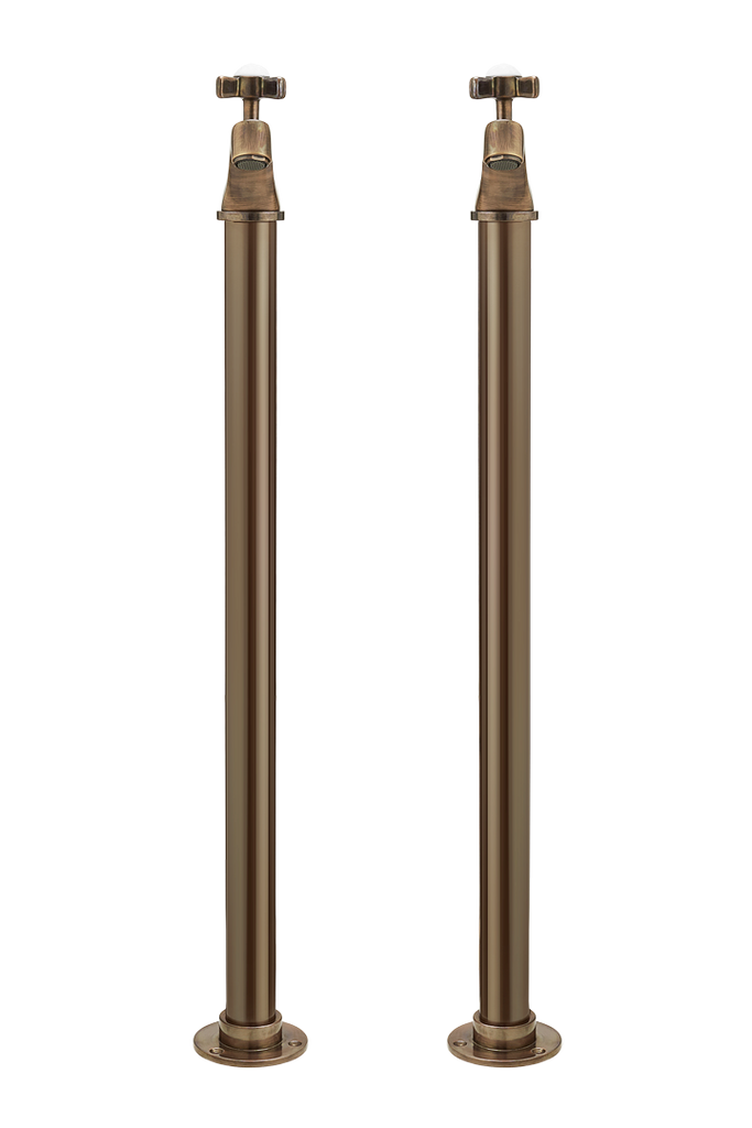 Bath Pillar Taps On Pipe Stands - Cross Handle