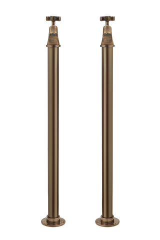 Bath Pillar Taps On Pipe Stands - Cross Handle